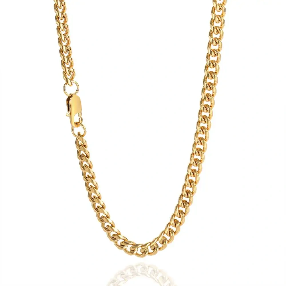 2024 Hot Selling Simple 4/6/10Mm Width Round Cut Miami Men's Cuban Chain Necklace Women's Hip-Hop Cool Style stainless Steel