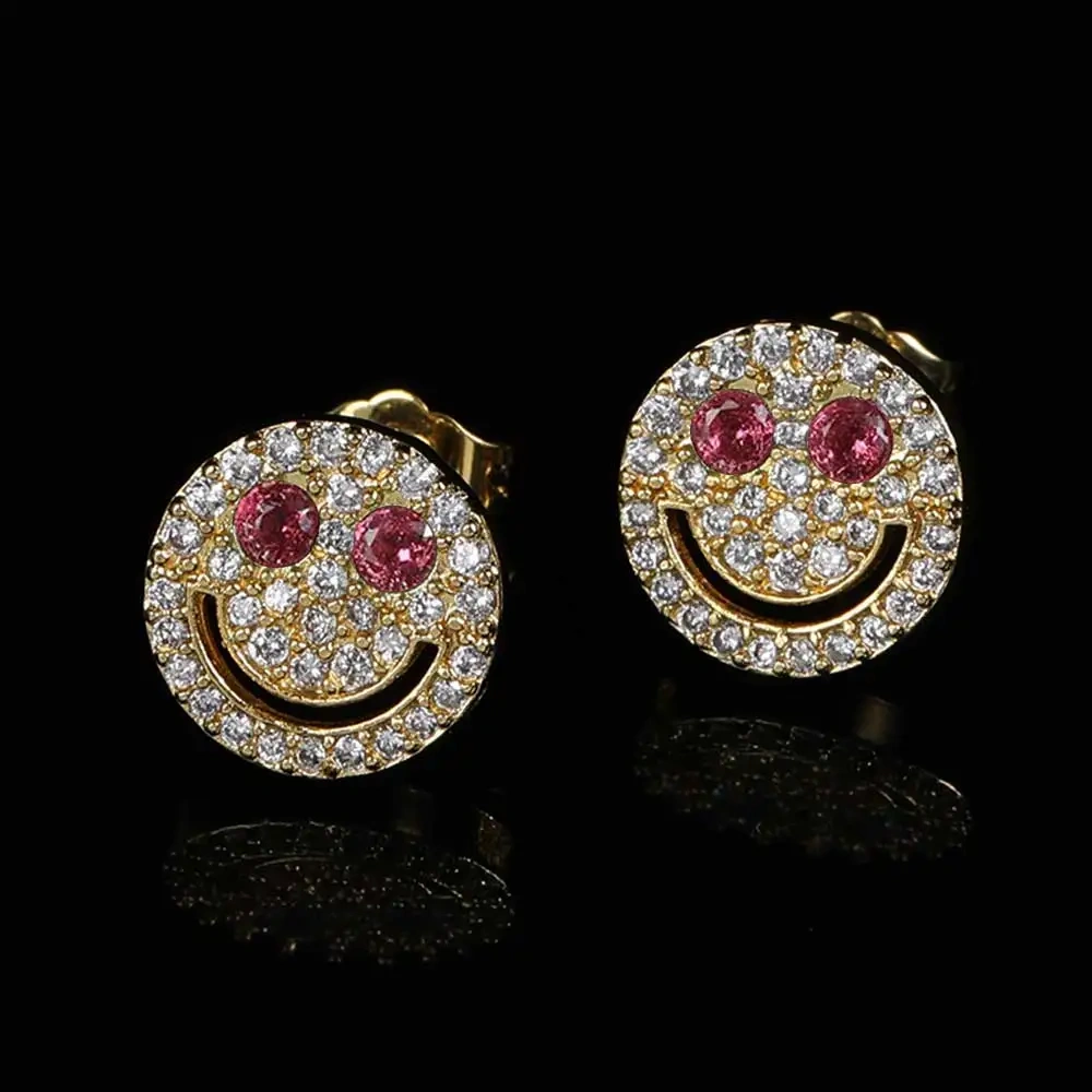 Hip Hop Jewelry Iced Out 3A Zircon Dollar Sign Plated High Quality Stud Earrings For Women