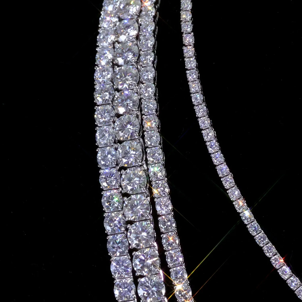 ESKEEM Moissanite Tennis Chain Necklace 925 Silver Iced Out VVS Pass Diamond Tester 2/3/4/5mm Tennis Chain Fine Jewelry