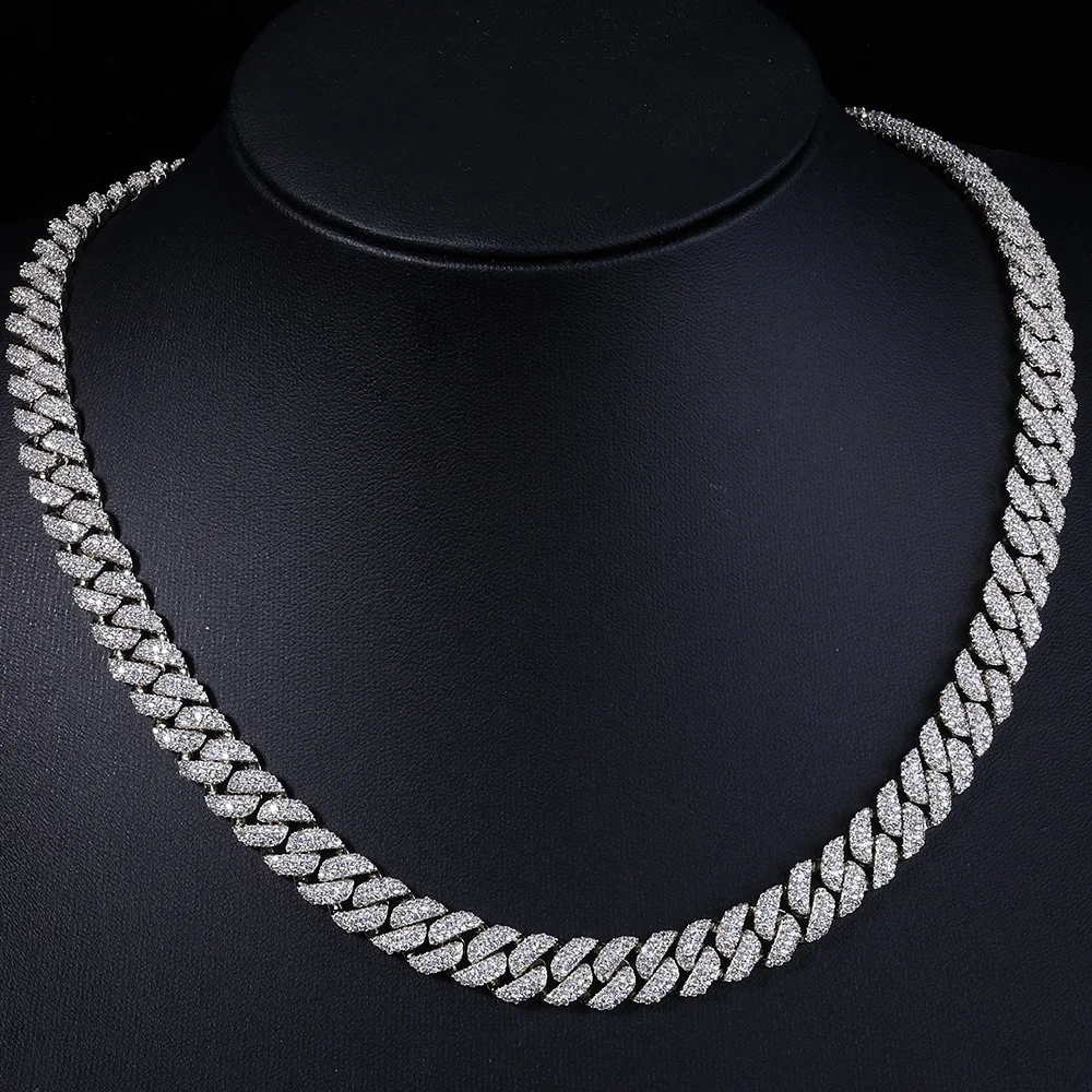 ESKEEM 10mm Flip Buckle 3 Rows Diamond Cuban Chain Iced Out Cubic Zirconia Cuban Necklace Hip Hop Jewelry Gift