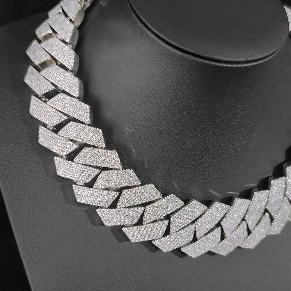 Sparkling Big Guy Thick Heavy 30MM Hand Setting 7 Rows Cuban Chain CZ Diamond Stone Cuban Link Necklace Hip Hop Jewelry