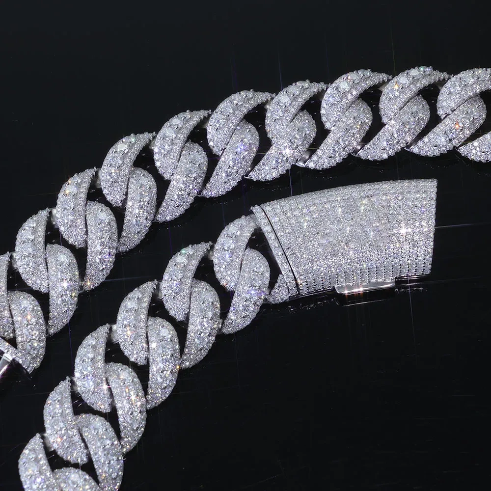 Trendy Big Size Heavy 22MM Width Miami Cuban Link Chain Hip Hop Iced Out Rose Gold Necklace for Men Women