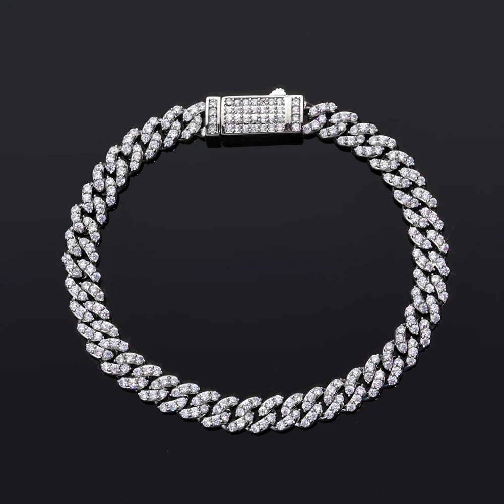 ESKEEM Women 6mm Shiny Miami Cuban Chain 18K Gold Plated Full Pave CZ Iced Out Link Necklace Hip Hop Fine Jewelry