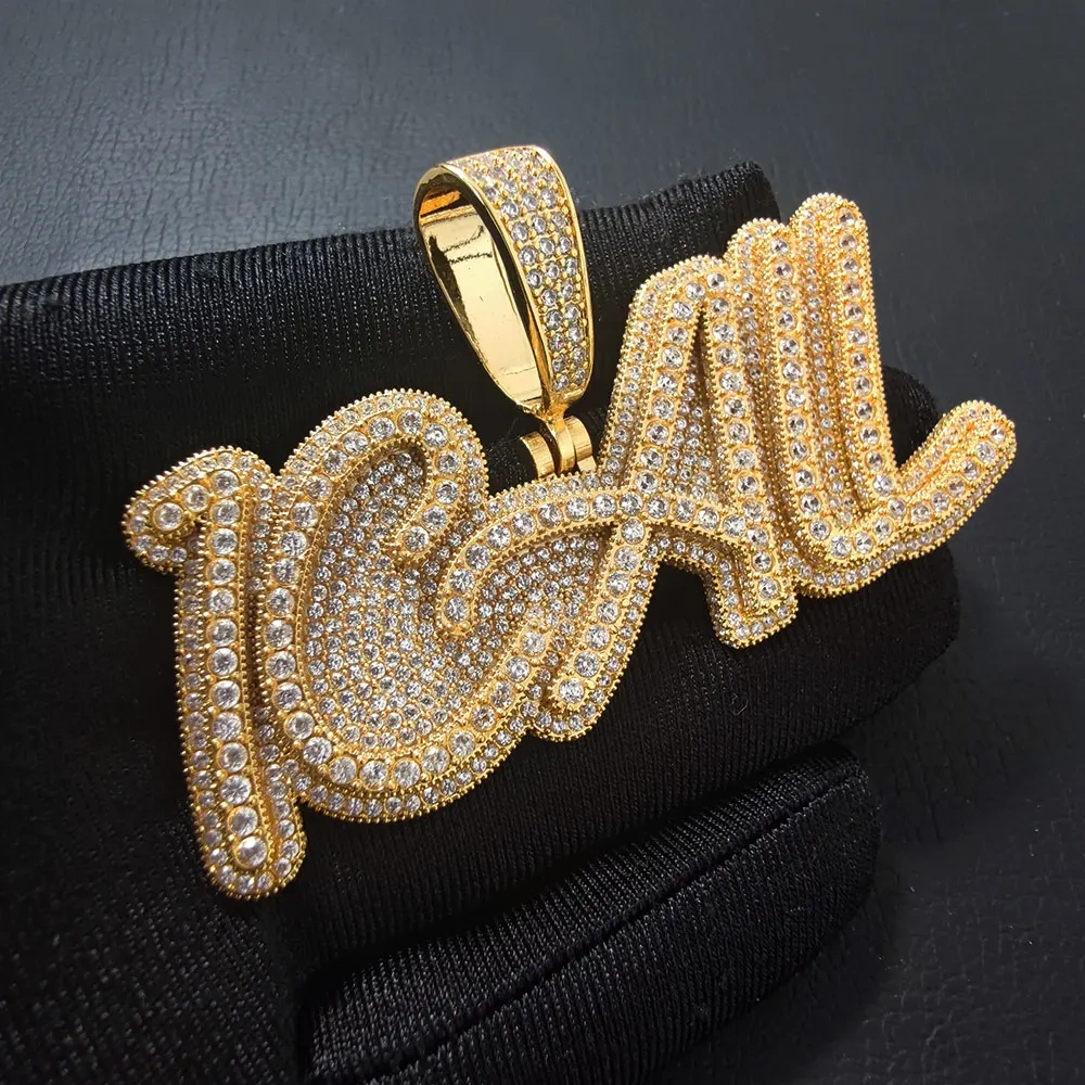 Hip Hop Custom Name Personalized Letter Thick Name Iced Out Letter Pendant Women Man Jewelry