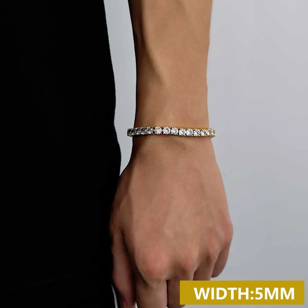 Hip Hop Bling Iced Out 3mm 4mm 5mm One Row Shine Cubic Zirconia Women Men Tennis Chain Bracelet Drop Shipping Free Laser Logo ﻿