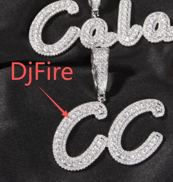 Hip Hop Custom Letter Name Logo Pendant Necklace with Zircon Diamond Polygonal Personality Exaggerated Medal