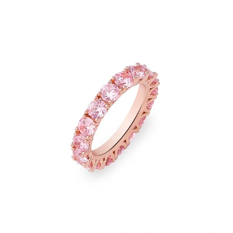 Hip Hop Rock Jewelry 4mm Iced Out Cubic Zirconia Single Row Cocktail Rings For Women Party Birthday Gift