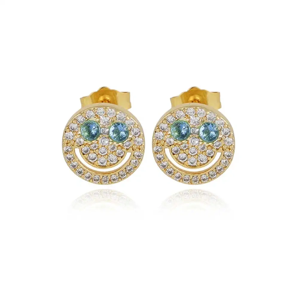 Hip Hop Jewelry Iced Out 3A Zircon Dollar Sign Plated High Quality Stud Earrings For Women
