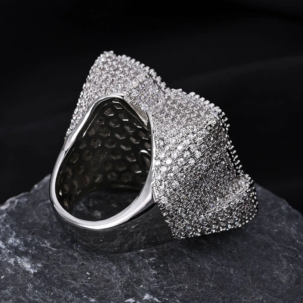 Top Quality 925Silver VVS Letter M Ring Full Diamond Pave Hip Hop Luxury Sterling Silver Vvs Moissanite Rings for Him/Her