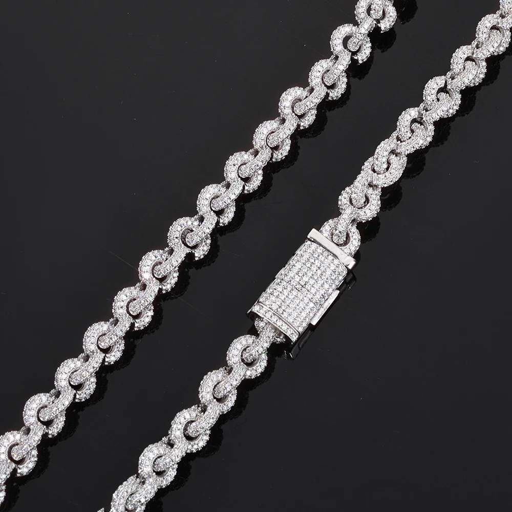ESEEM Custom Pass Diamond test Moissanite 8mm Infinity Link Chain White Gold Plated 925 Silver Men Jewelry Cuban Necklace