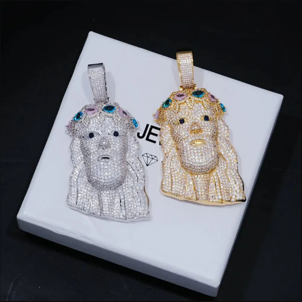 Hip Hop Style Bling Iced Out Diamond Jesus Pendant Jewelry Gold/Silver Plated Jesus Religious Christian Faith Pendant For Gift
