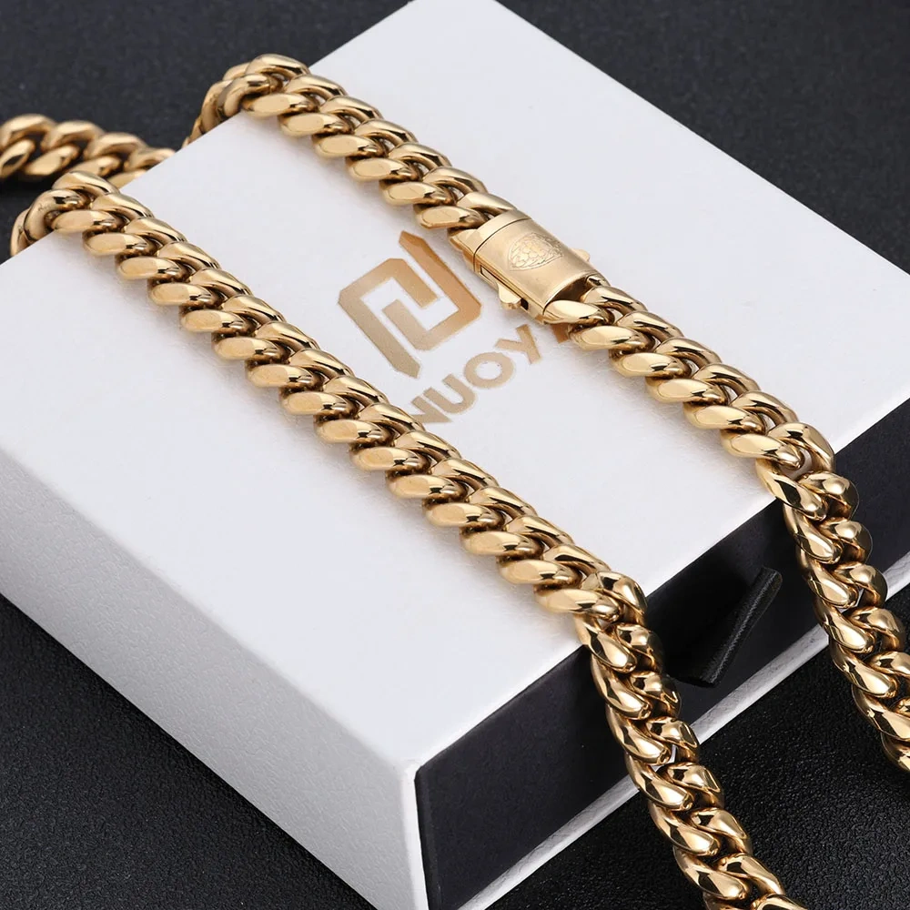 ESKEEM Hip Hop Custom Your Own Deep Logo Stainless Steel Cuban Link Chain Necklace For Men Corrosion Logo Jewelry