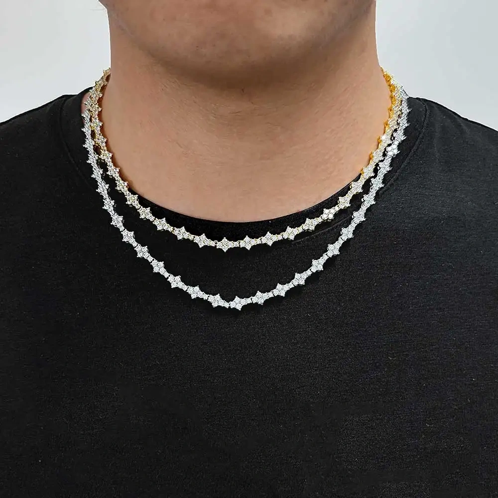 New Arrive 6.5mm Tennis Chain Brass with Bling Zircon Flower Shaped Tennis Chain Necklace For Women Party Gift