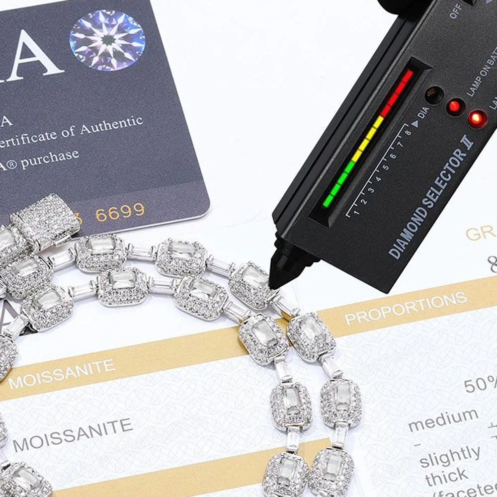 ESKEEM 7mm 925 Sterling Silver VVS Moissanite Bracelet Fine Jewelry Red/Green CZ & White VVS Chain