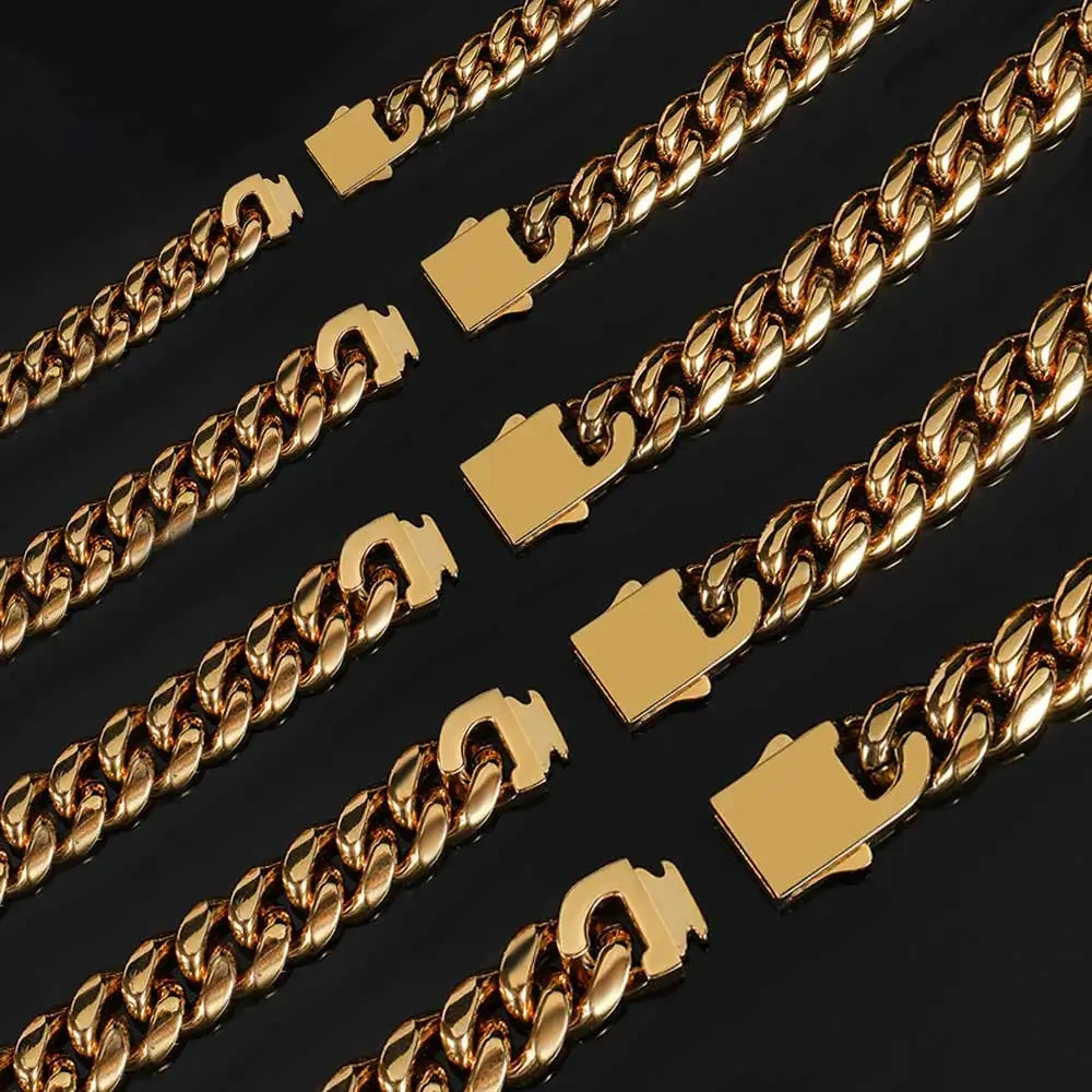 Hip Hop Rapper Rock Cuban Link Chain  For Men PVD Plated Stainless Steel High Quality Necklace Fashion Jewelry