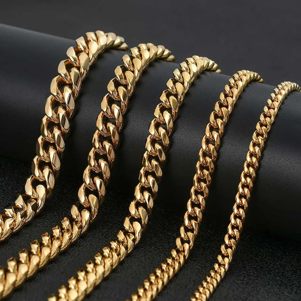 Hip Hop Rapper Rock Cuban Link Chain  For Men PVD Plated Stainless Steel High Quality Necklace Fashion Jewelry