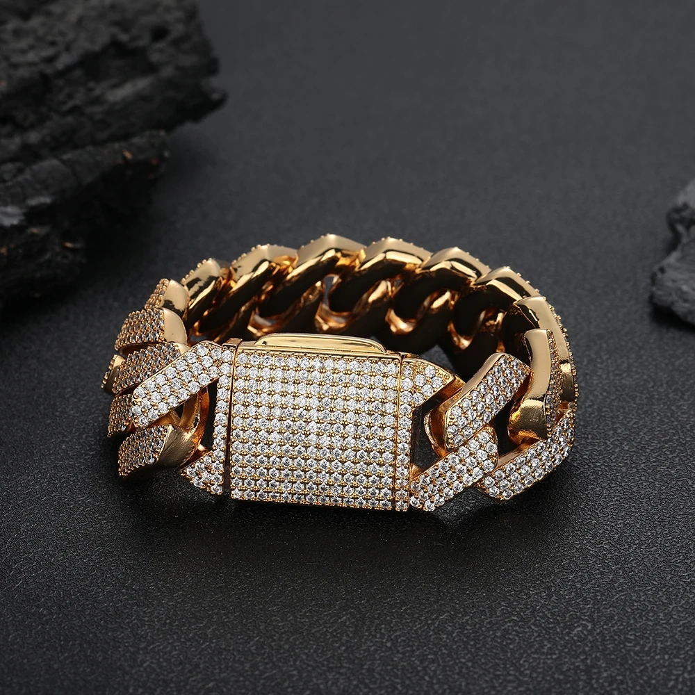 ESKEEM Men 25mm 3 Rows Chunky Iced out Cuban Link Necklace Big Heavy Miami Prong Diamond Chain Fine Jewelry