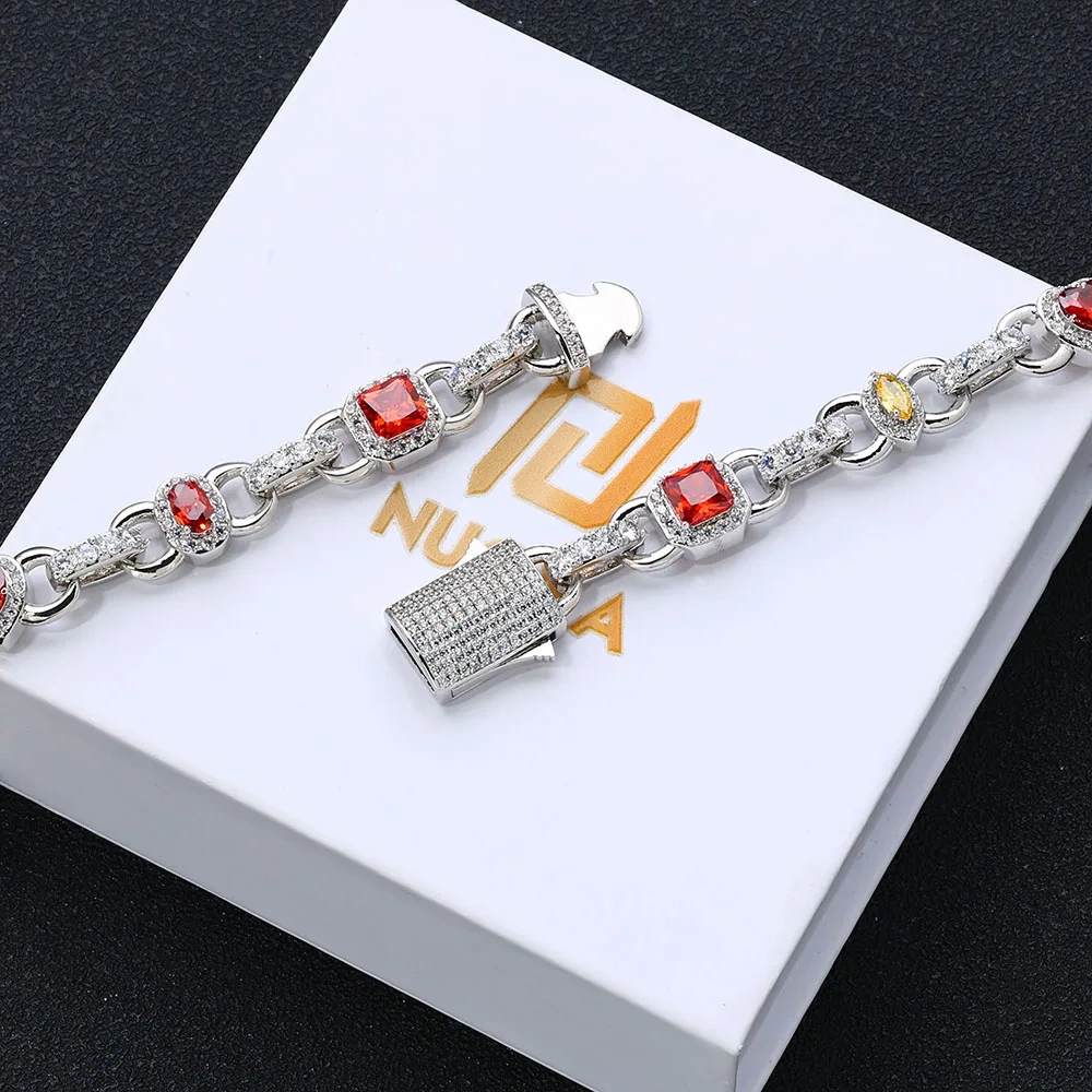 The Latest Colorful Zircon Bracelet Women's Jewelry Fashion 18K Plated Gold Pink/Red/Yellow Diamond Bracelet Fine Jewelry