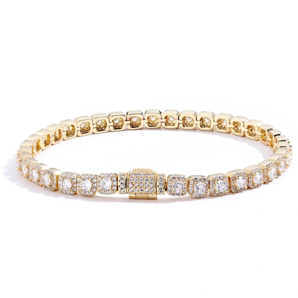 ESKEEM Fashion Jewelry 5mm Iced Tennis Bracelet White Gold Round Cut Diamond Inlaid 5A Zircon Women's Bracelet ﻿ ﻿