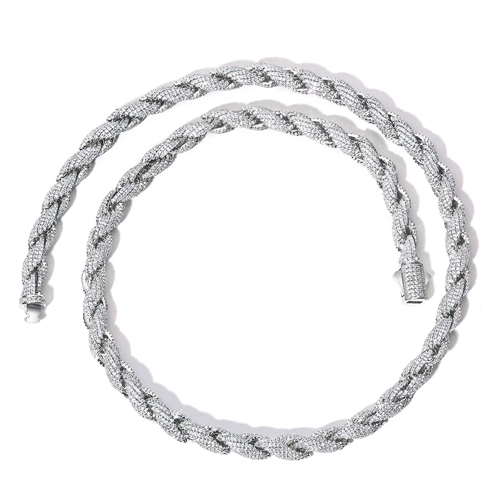 ESKEEM Bling Iced Out Cubic Zirconia Rope Chain Choker for Women Men Hiphop Jewelry Full Pave CZ Necklace