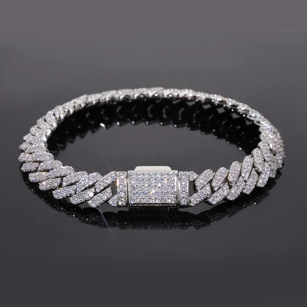 ESKEEM 8mm Iced Out Cuban Chain Full Pave Cubic Zirconia Prong Necklace for Men Hip Hop Jewelry Party Gift