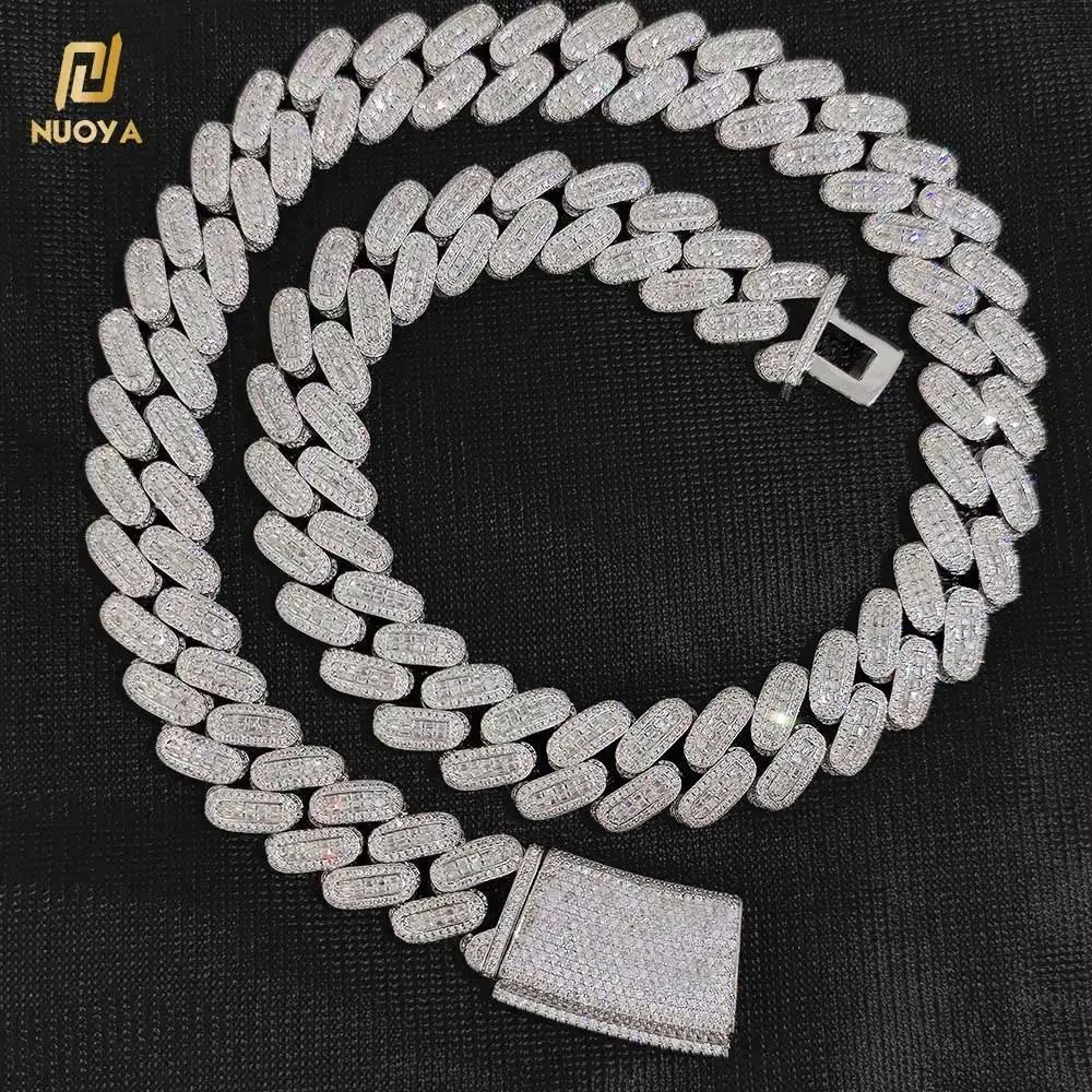 18mm Bling Rectangle/Round Diamond Cuban Link Chain Hiphop Custom Name Cuban Chain Necklace For Men Rapper Jewelry