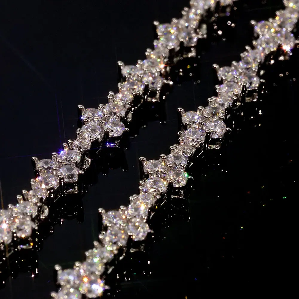 New Arrive Shimmering Honeycomb Tennis Necklace 18K Gold Plated Brass Bling Flower Star Shaped Tennis Chain Fashion Jewelry