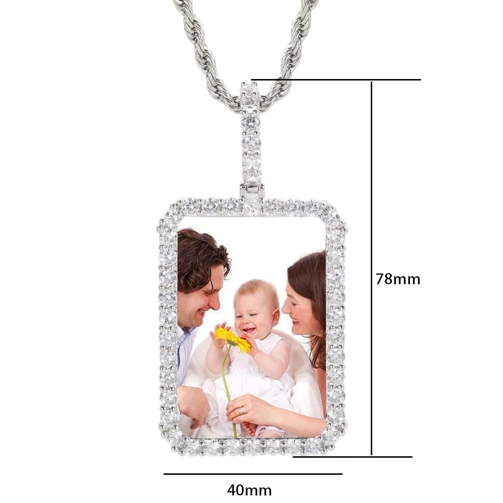 26mm/35mm/45mm Custom Photo S925 Personalized Pendants VVS Moissanite Pass Test Bling Diamond Necklaces Women Men Jewelry Gift