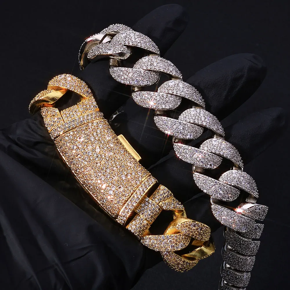 ESKEEM 22mm Shiny Irregular Diamond Chunky Cuban Necklace for Men Full Iced Out CZ Cuban Link Chain Hip Hop Jewelry