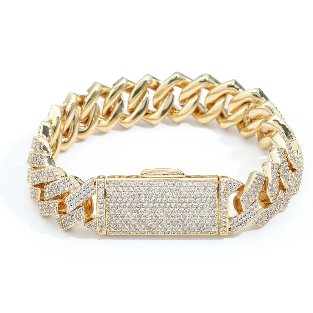 Hip Hop Jewelry 8/10/14/15/16/20/25mm Iced Out Cuban Link Chain Prong Diamond Cubic Zirconia Necklace Various Size Men Women