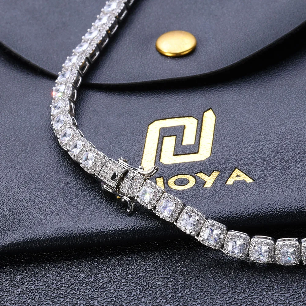 Women's 5mm Full Diamond Cuban Chain Hip Hop Rock Sugar Chain Personalized Splicing CZ Bling Tennis Chain Valentine's Day Gift