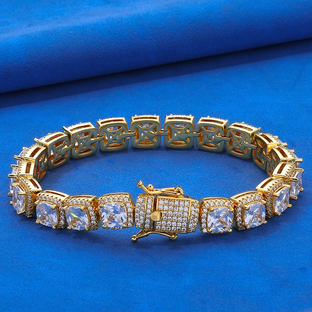 ESKEEM Cluster Tennis Chain for Men Necklace Hip Hop Cubic Zirconia Rock Square Iced Out Jewelry 7inch To 24inch