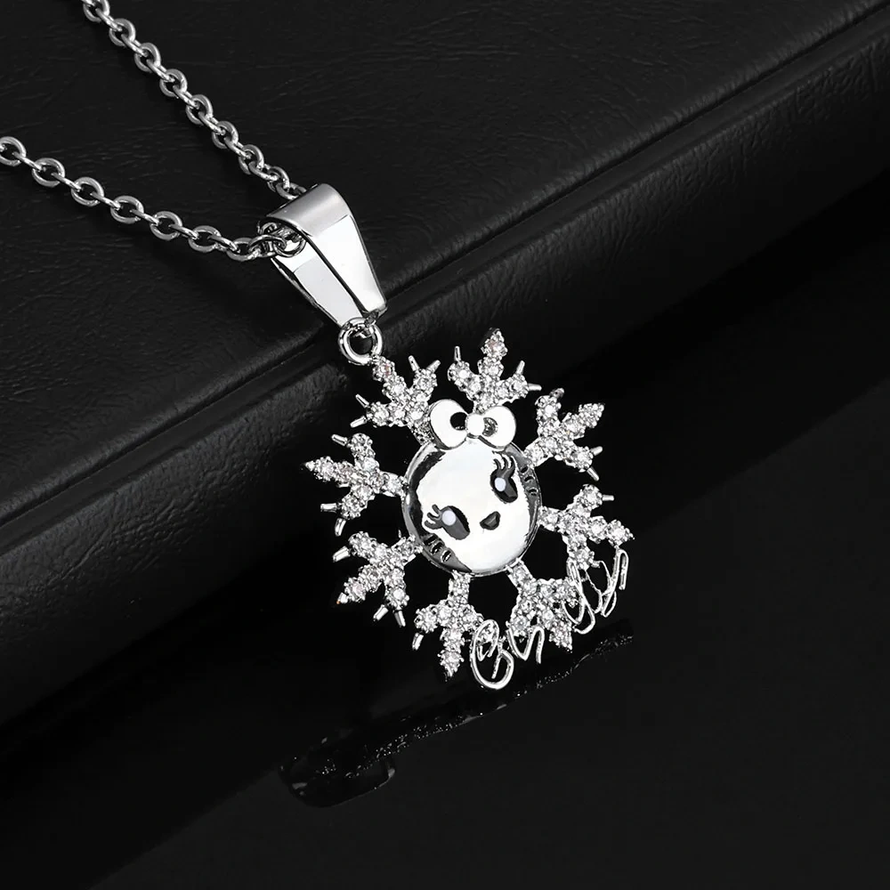 ESKEEM New Arrive Silver Plated Snowflake Smiling Face Pendant for Women Christmas Gift Cubic Zirconia Fashion Party Jewelry