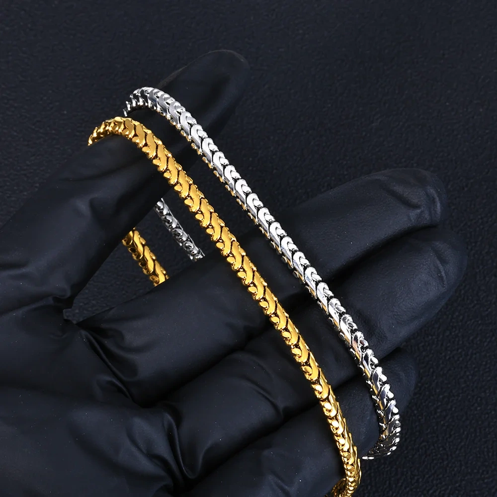 Hip Hop Luxury Stainless Steel 4mm Cuban Link Chain Necklace PVD 18K Gold Plated Chain Jewelry