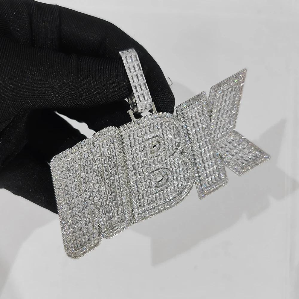 Trendy Fashion Big Size Custom Initials Name Pendant Necklaces Iced Out Bling Hip Hop Letter Pendant Jewelry