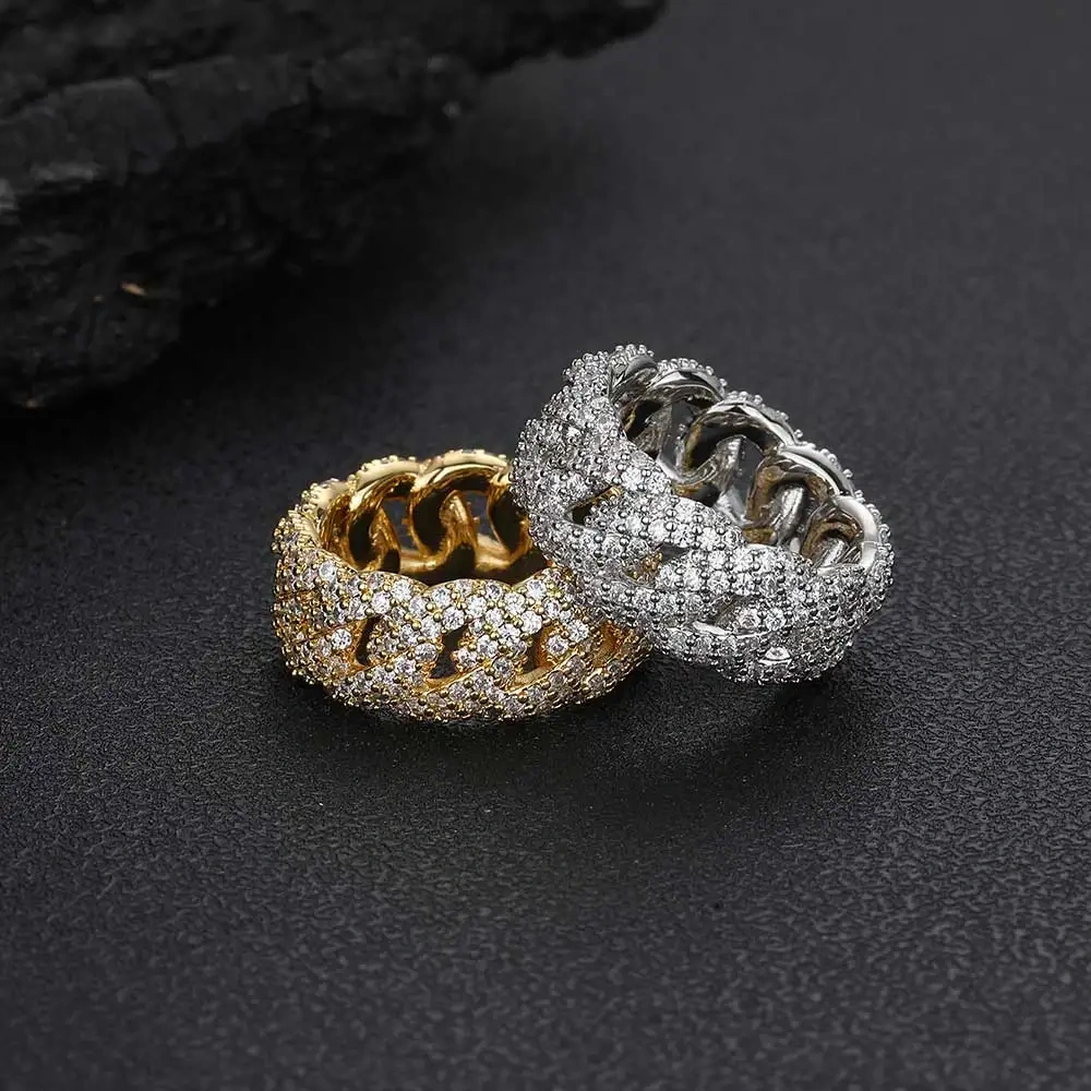 Hip Hop Rapper Rock Quality 5 Row Cubic Zirconia Tennis Rings Fashion Jewelry For Women Drop Shipping