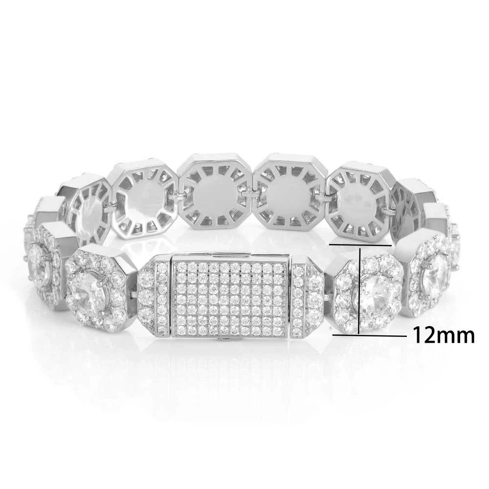 Hip Hop Jewelry 7/10/12mm Tennis Chain Necklace Bling Iced Zircon Cluster Diamond Gold Plated Choker for Women Men Party Gift