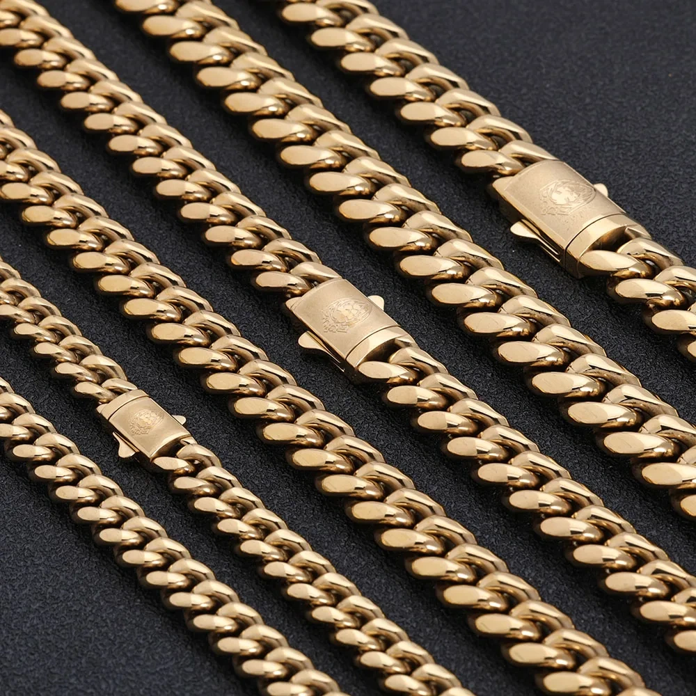 ESKEEM Hip Hop Custom Your Own Deep Logo Stainless Steel Cuban Link Chain Necklace For Men Corrosion Logo Jewelry
