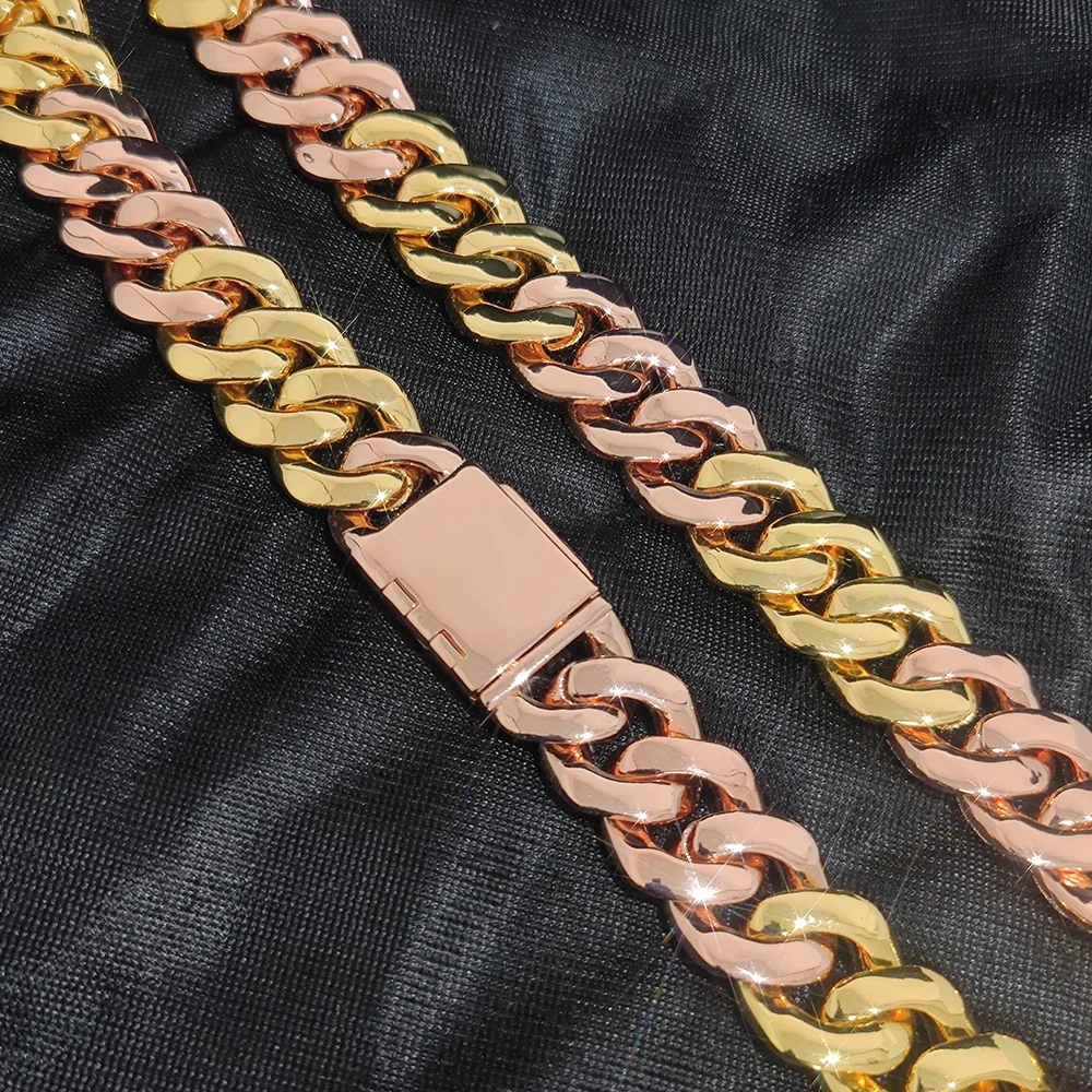 ESKEEM 25MM Big Heavy Cubic Zirconia Stone Chain Full Paved Bling Iced Out Round Cuban Link  Necklace For Men Hip Hop Jewelry
