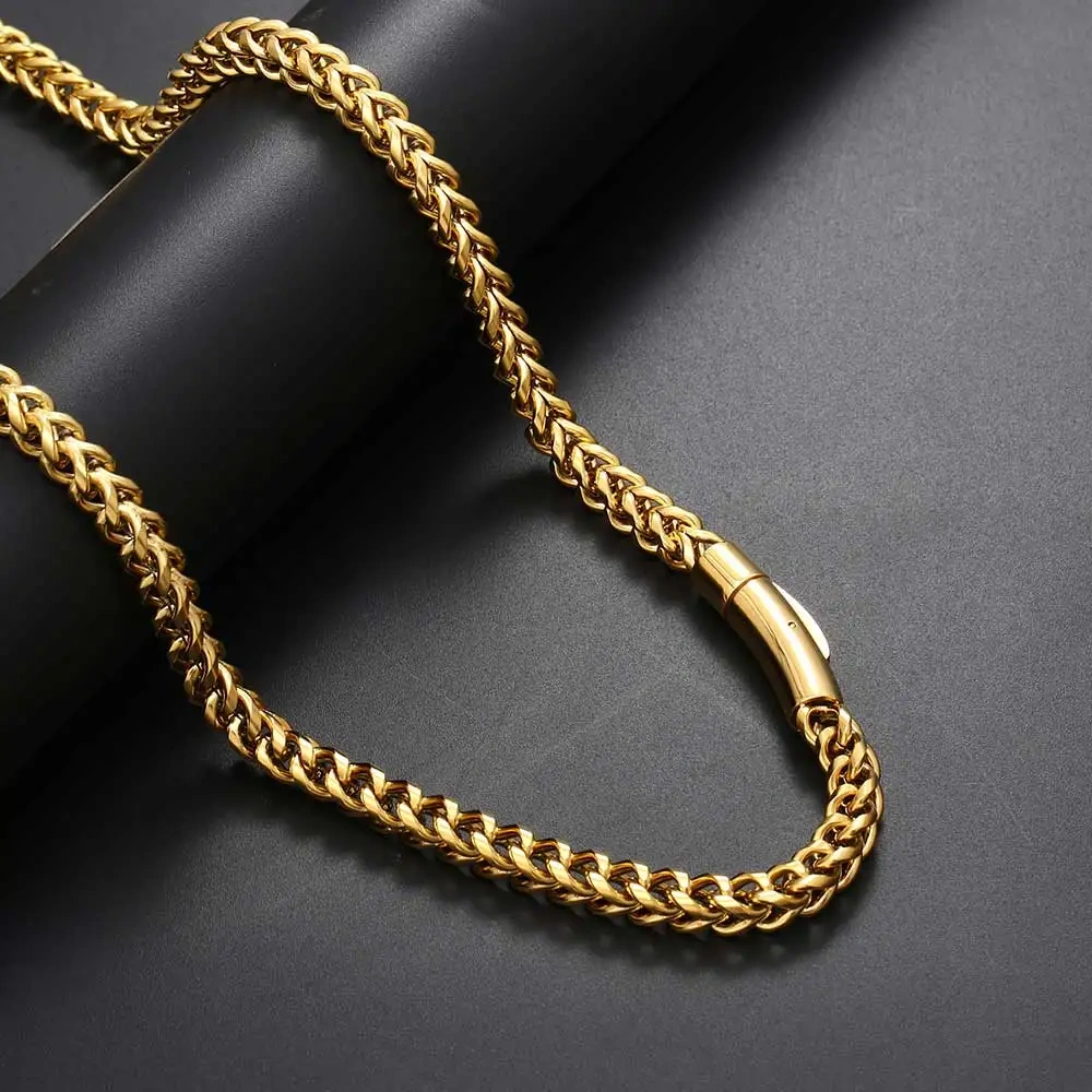 Hip Hop Jewelry PVD Plated Mens 6mm Stainless Steel Franco Rope Chain Necklace 16-26“ For Men Women Gift