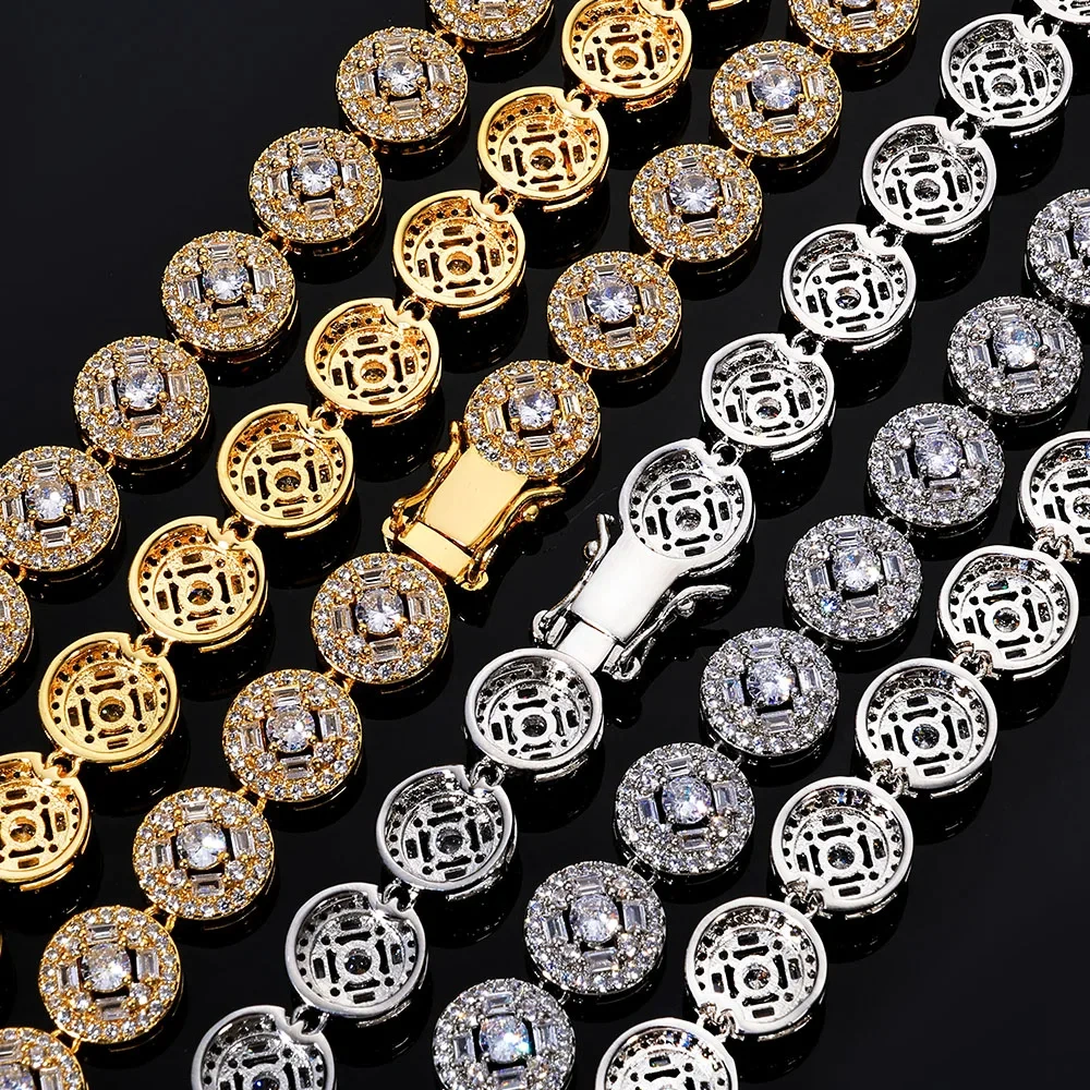 ESKEEM Bling T Square Mixed Inlay Tennis Necklace Men Women Hip Hop Jewelry White Gold Plated Rhodium 5A Cubic Zirconia Chain