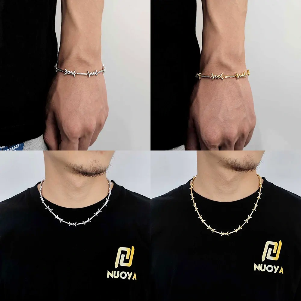 Fashion Women Bling Zircon Cz Necklace Hip Hop Iced Out Link Thorn Chain Choker Party Gift Drop Shipping