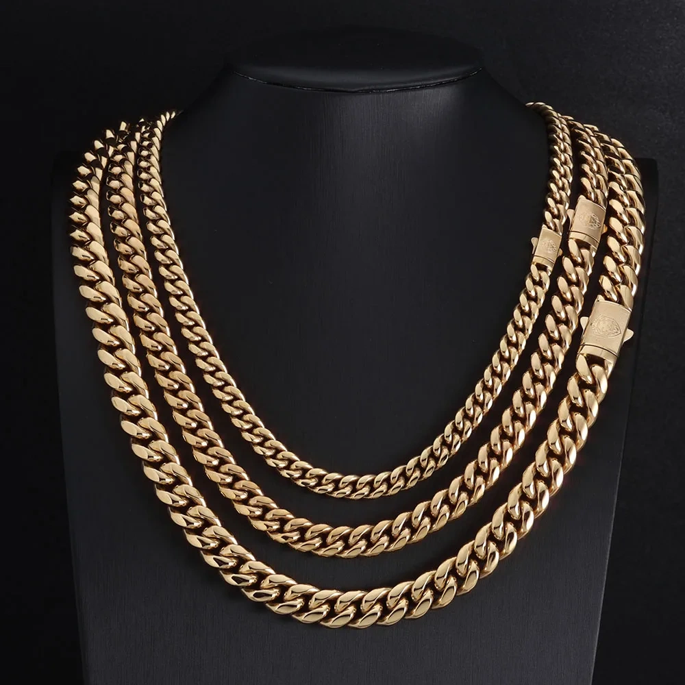 ESKEEM Hip Hop Custom Your Own Deep Logo Stainless Steel Cuban Link Chain Necklace For Men Corrosion Logo Jewelry