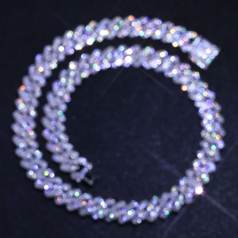 14mm Zircon Miami Prong Cuban Link Chain for Men Necklace Choker Iced Out Hip Hop Jewelry Items With Drop Shipping