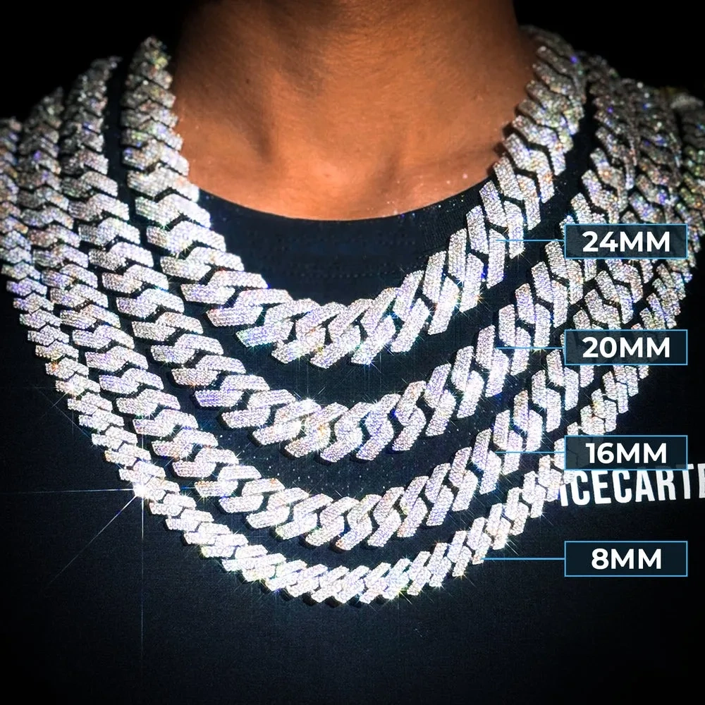 Hip Hop Jewelry 8/10/14/15/16/20/25mm Iced Out Cuban Link Chain Prong Diamond Cubic Zirconia Necklace Various Size Men Women
