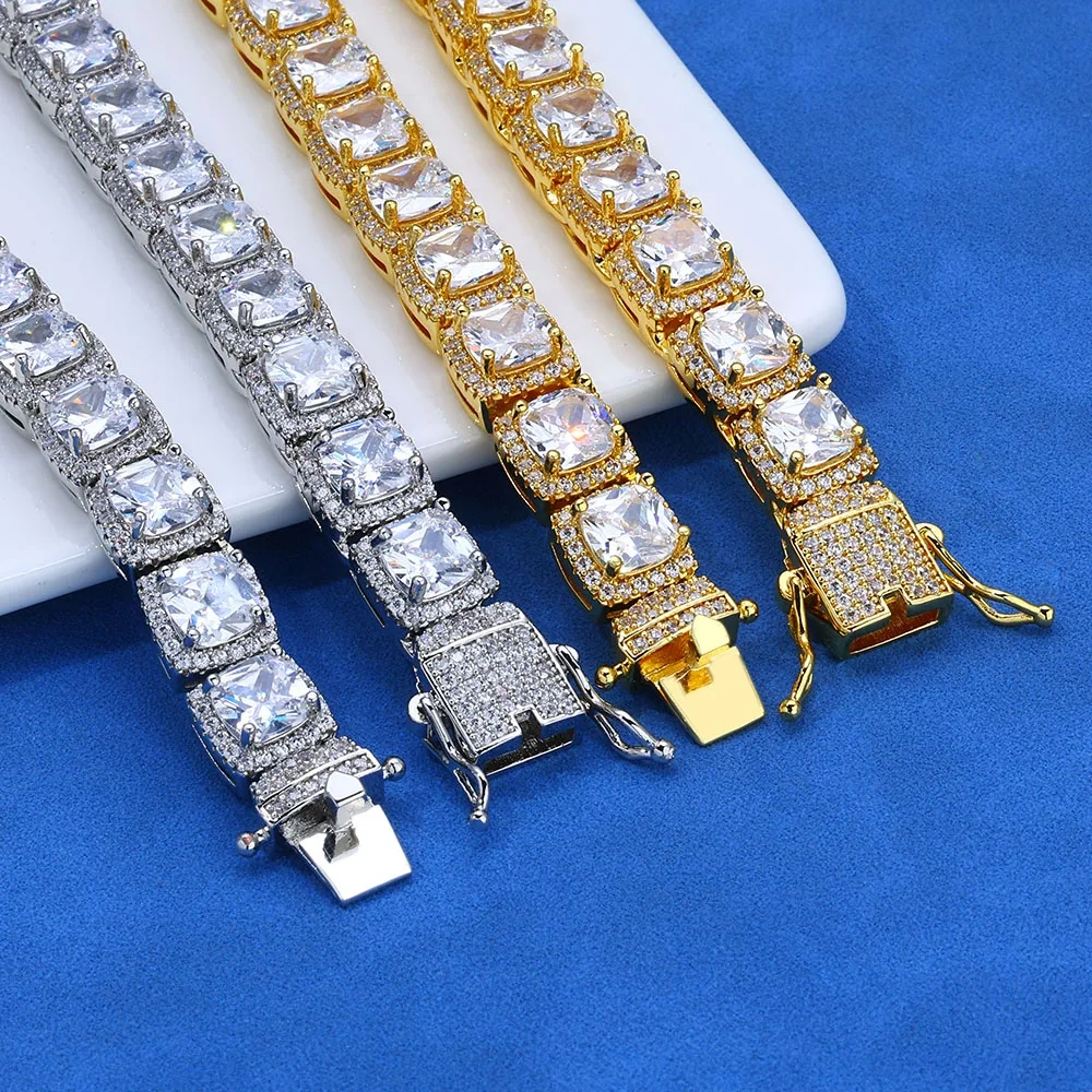 ESKEEM 10mm Hip Hop Fashion Luxury Cluster Tennis Chain Bangle Zirconia Jewelry For Women Tennis Bracelets Gift