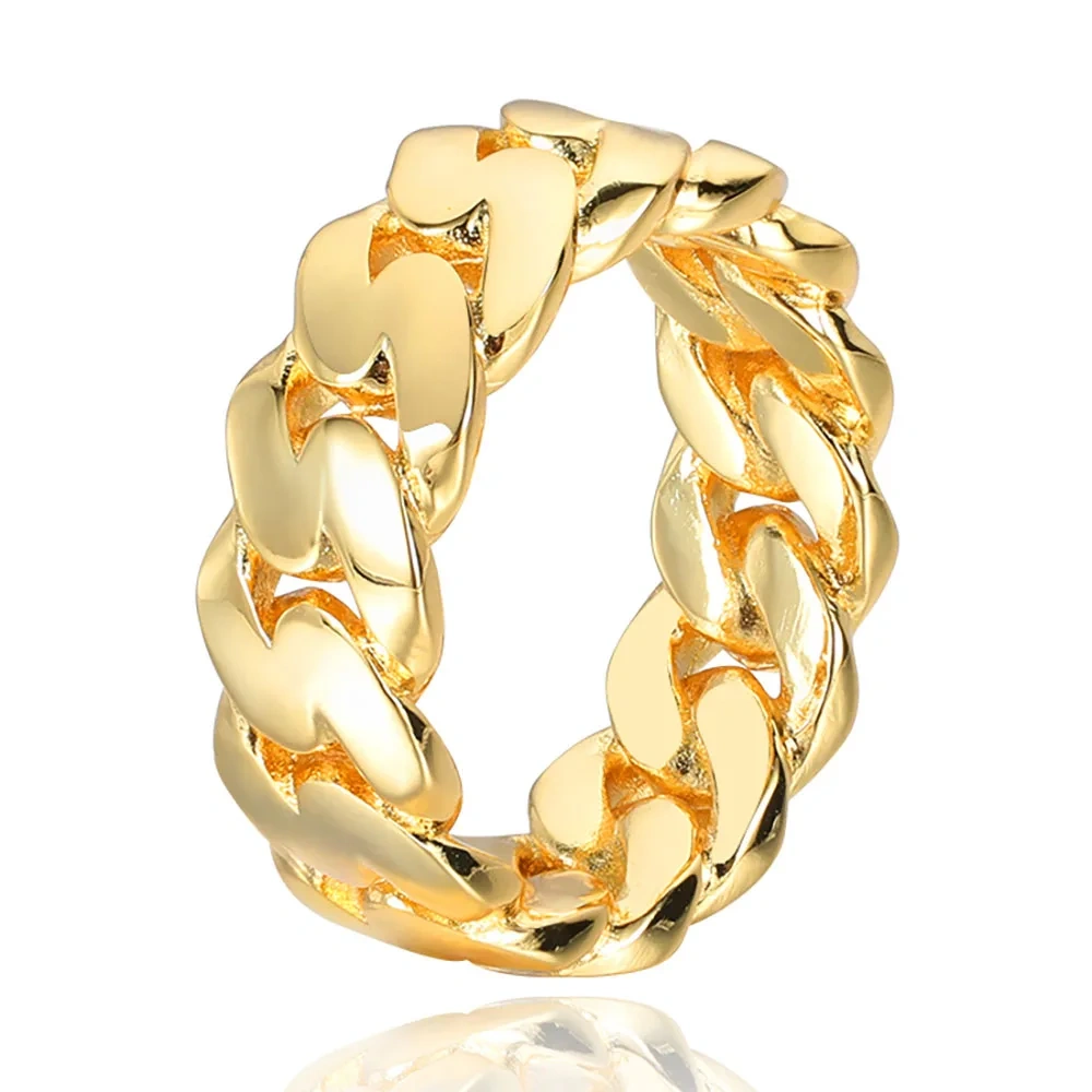 Hip Hop Rapper 8mm Luxury High Quality Plated Cuban Ring For Women Fashion Jewelry Drop Shipping