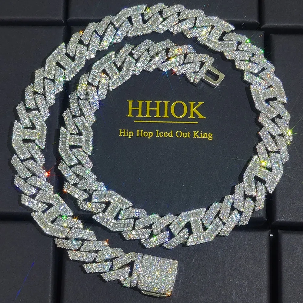 Hip Hop 15mm Iced Out Cuban Link Chain Shiny CZ Stone Pink Two Color Plated Pig Nose Cuban Necklace For Women Men