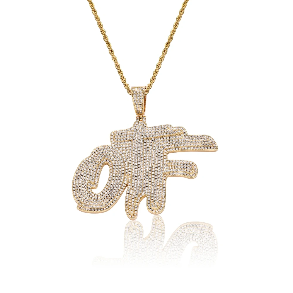 Fashion Jewelry Only The Family OTF Charm Iced Out Bling Two Layers CZ Stone Letter Pendant Tennis Necklace For Men