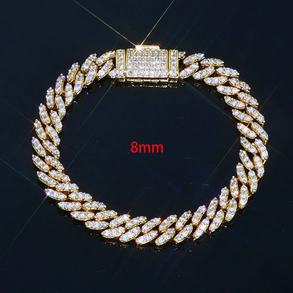 Hip Hop Luxury 6/8mm Cubic Zirconia Necklace Jewelry Women Iced Out Miami Prong 1 Row Cuban Link Chain Necklace